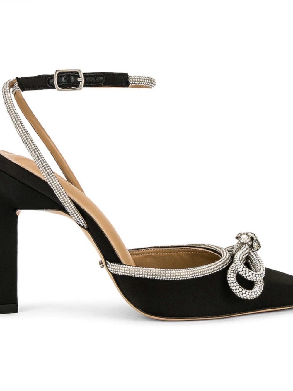 Tony Bianco Black Crystal-Knot Ankle-Strap Block Heel